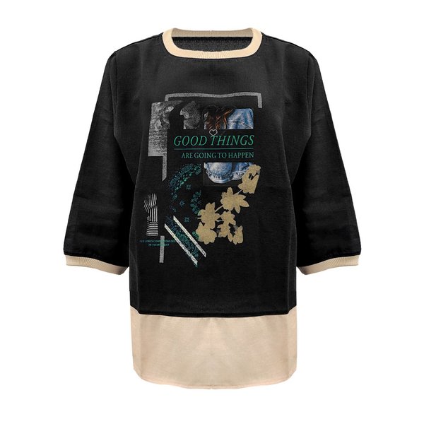 [신세계백화점](펠리체조수니)(신세계의정부점)프린티드 컬러블럭 티셔츠(FOMT233)