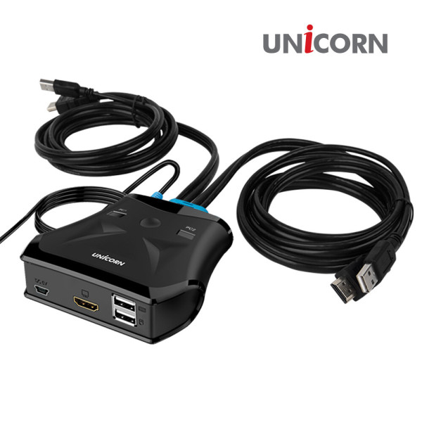 [오늘출발] 유니콘 KVM-200HDMI 2대1 4K 60Hz HDMI KVM스위치 케이블연결형