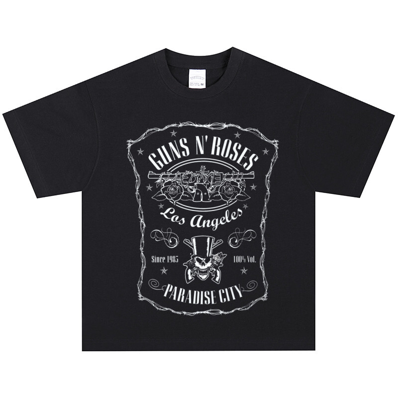 건즈 앤 로지스 파라다이스 시티 프린팅 록 메탈 밴드 반팔 티셔츠