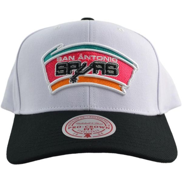[해외] 미첼  네스 샌안토니오 스퍼스 Hardwood 클래식 NBA Team 2 톤 프로 Pre-Curved 스냅백 모자 캡 - 화이트/