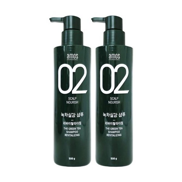 녹차실감 amos 아모스 녹차실감 샴푸 500g 2개 리바이탈 라이징 두피 모발 케...