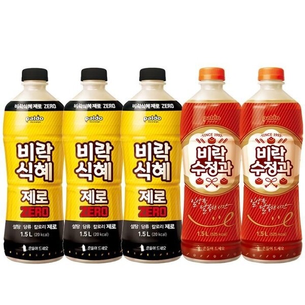 팔도 1.5L 비락 식혜 제로 3개 + 수정과 2개 총 5패트