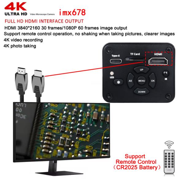 정시출고 품질보증 무료배송 납땜용 4K UHD 디지털 현미경 Sony imx678 칩 전자 카메라 75X 150X 300X 줌
