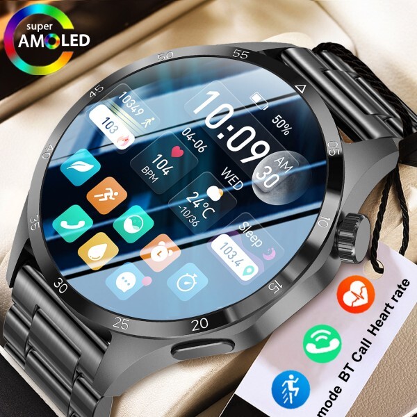 [오늘출발] 2025 새로운 스마트 워치 남자 선물 AMOLED 디스플레이 메시지 푸시 심박수 야외 스포츠 방수 BT 통화 Smar