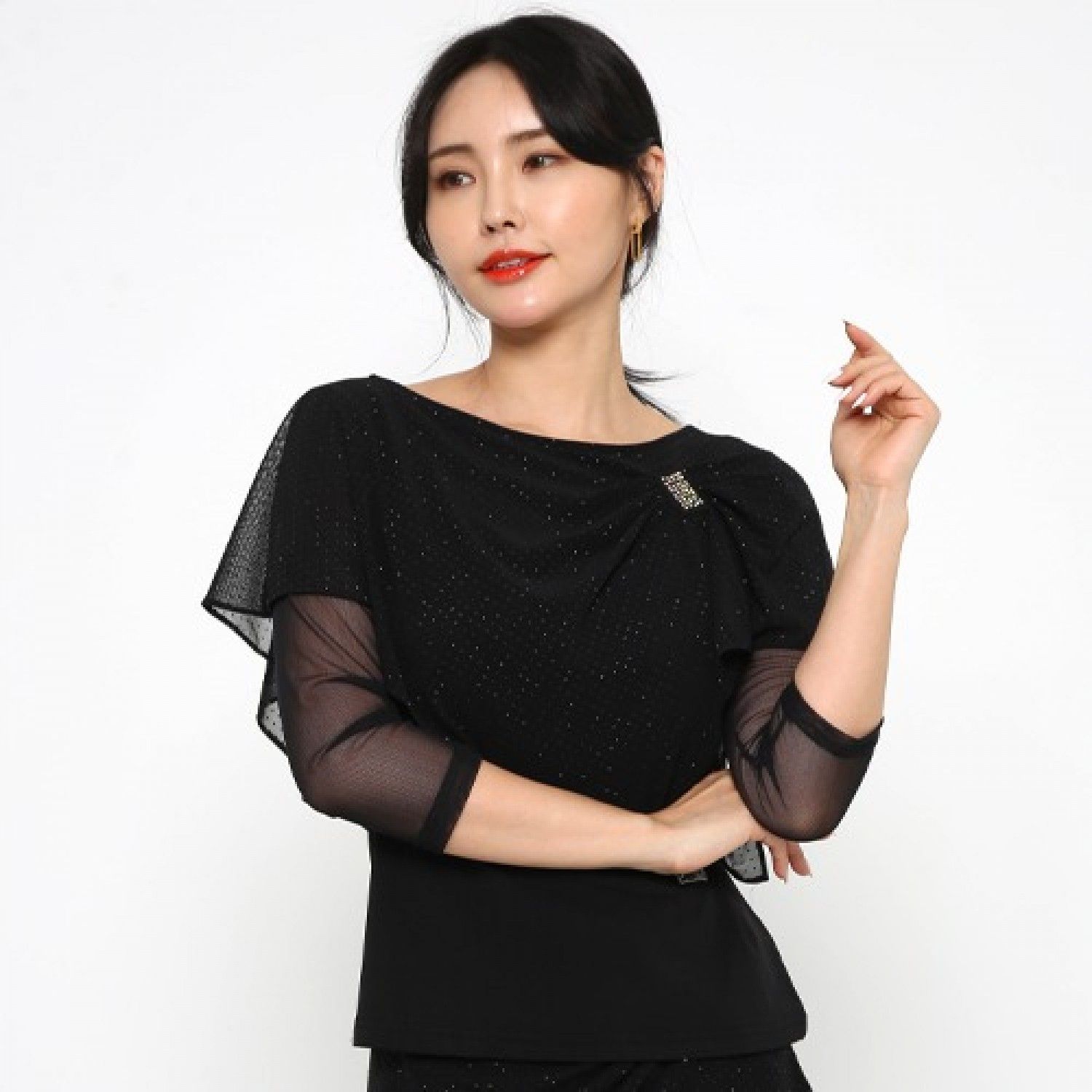 LDT25300 별망띠망토티 밸리 테마 의상 무용 댄스 홀터 골드 무대 룸바 댄서 댄스복 차차 공연 재즈드레스