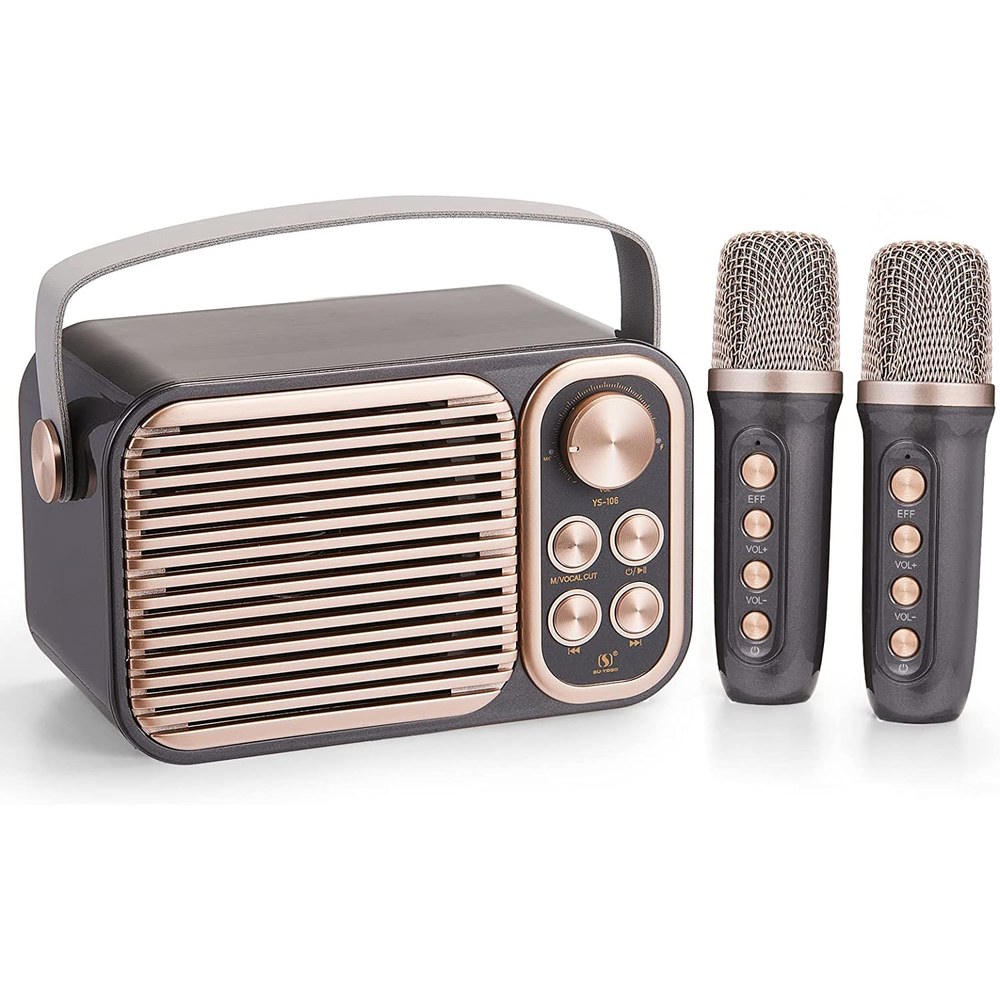 [오늘출발] 가정용노래방기계 휴대용 미니 가라오케 참신함 듀얼 용품 세트 기계 블루투스 방 스피커 마이크 풀 캠핑