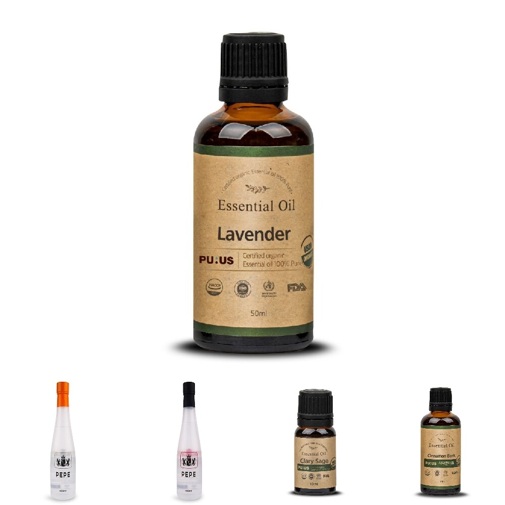 (라벤더 50ml)퓨어스 오가닉 에센셜 오일/맛사지/마사지/바디/보습/피부/전신/숙면/향오일/가정/셀프용