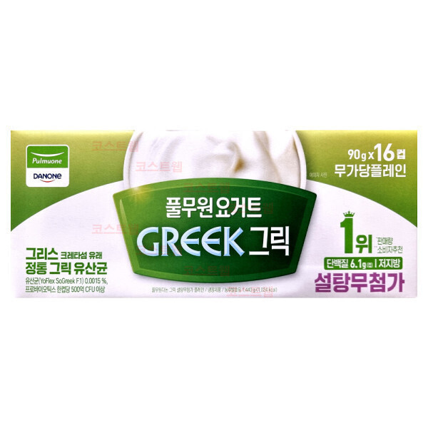 [오늘출발] 다논 풀무원 다논 그릭요거트 무가당플레인 90g 16개입
