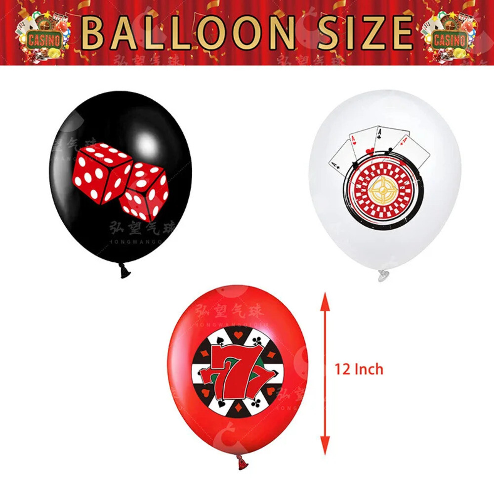 용돈풍선박스 카지노 테마 포커 머니 쉐이크 크롬 해피 홀리데이 렌더링 소품 라텍스 풍선 세트 12개