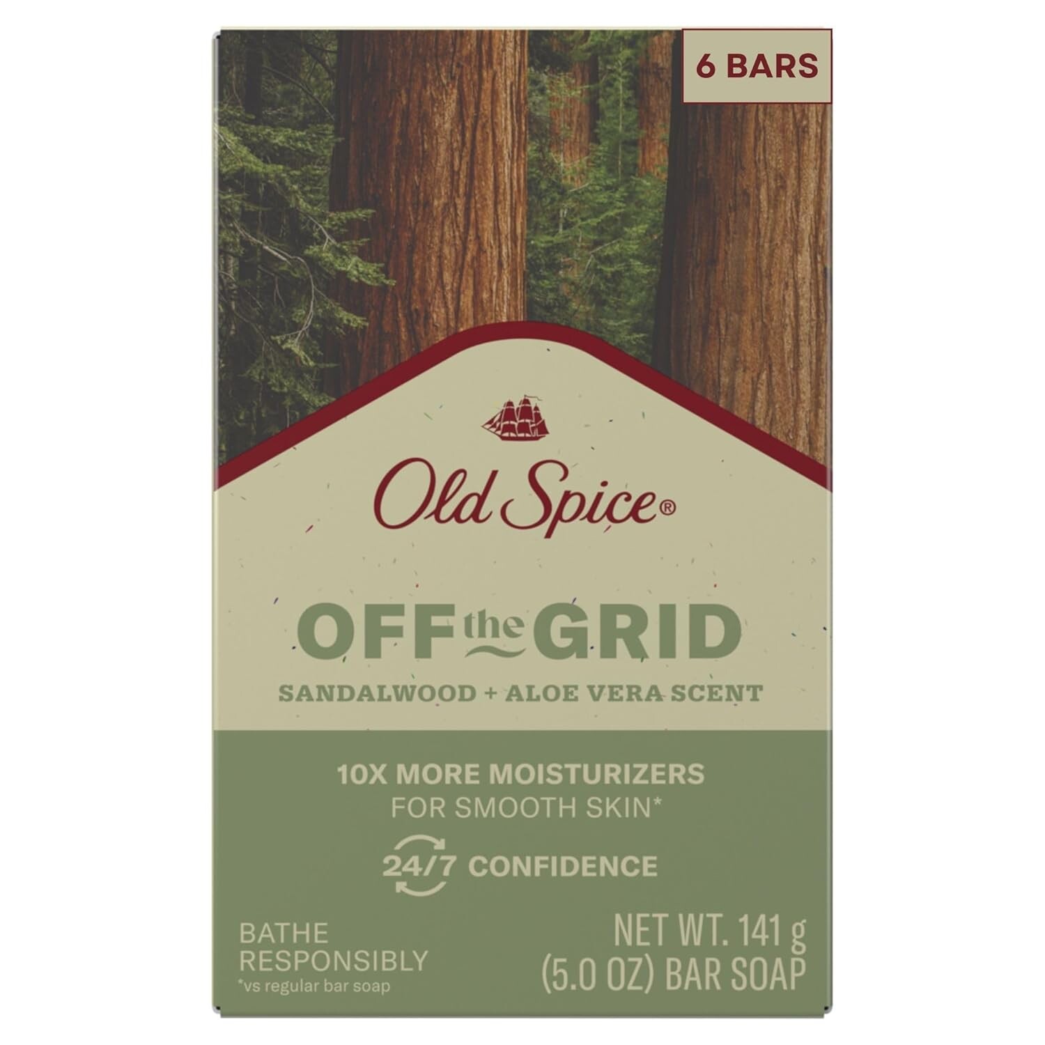 [해외] 프록터 앤드 갬블 올드스파이스 Old Spice Bar for Men Off the Grid Sandalwood  Aloe Vera Scent 10X More Moisturizers Sm