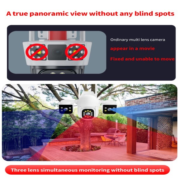 6MP IPC360home APP 트리플 렌즈 풀 컬러 WIFI IP 카메라 AI 휴머노이드 감지 보안 베이비 모니터