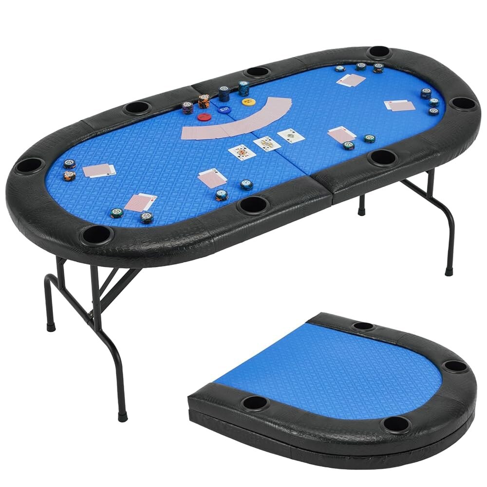 [오늘출발]에코투지 포커 테이블 접이식 포터블 옥스포드 백이 있는 8인용 게이밍 테이블 카지노 레저 게임을 위한