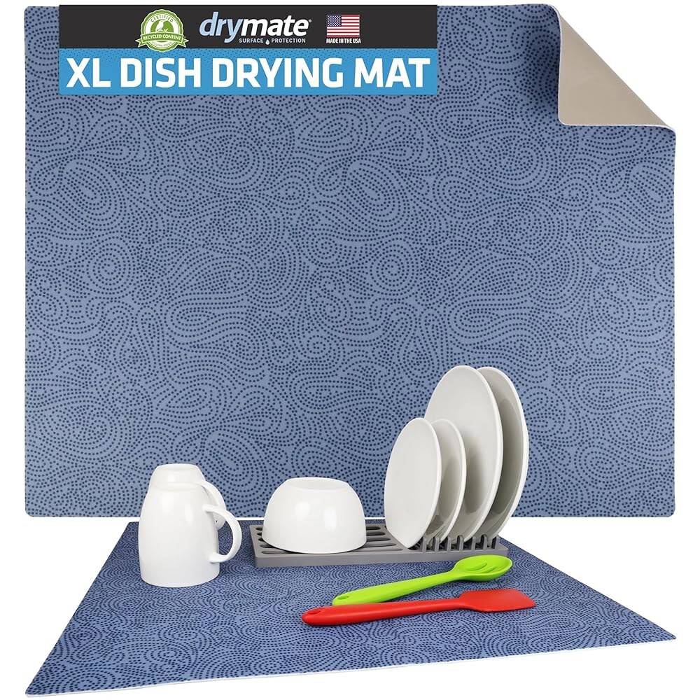 [오늘출발] 드라이메이트 XL 식기 건조 매트 오버사이즈(19 x24 ) 로우 프로파일 고흡수성 퀵 드라이 패브릭 방수 및