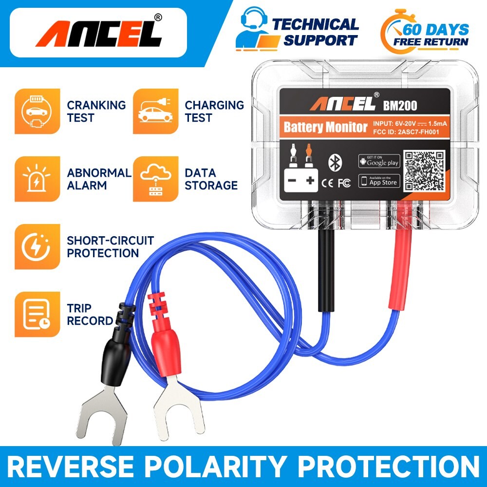 [오늘출발] ANCEL BM200 12V 자동차 배터리 모니터 상태 모니터링 무선 블루투스 4.2 안드로이드 IOS APP 테스터 도구