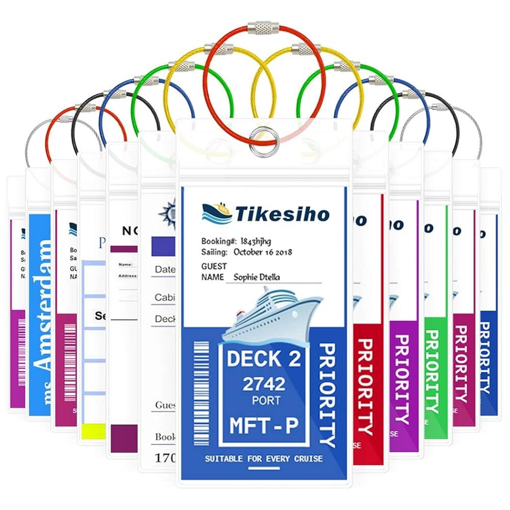[오늘출발] NCL 프린세스 카니발 로얄 캐리비안을 위한 크루즈 여행용 러기지 태그 필수품 홀더 12팩