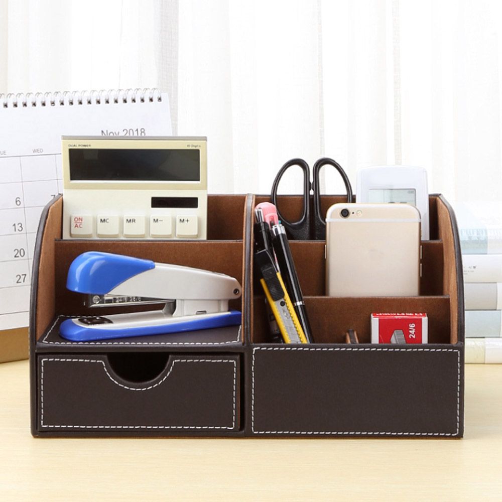 [오늘출발] 오피스타 가죽 데스크 오거나이저 사무실 책상정리함 / 서류정리함 책꽃이 멀티수납함 책상정리함