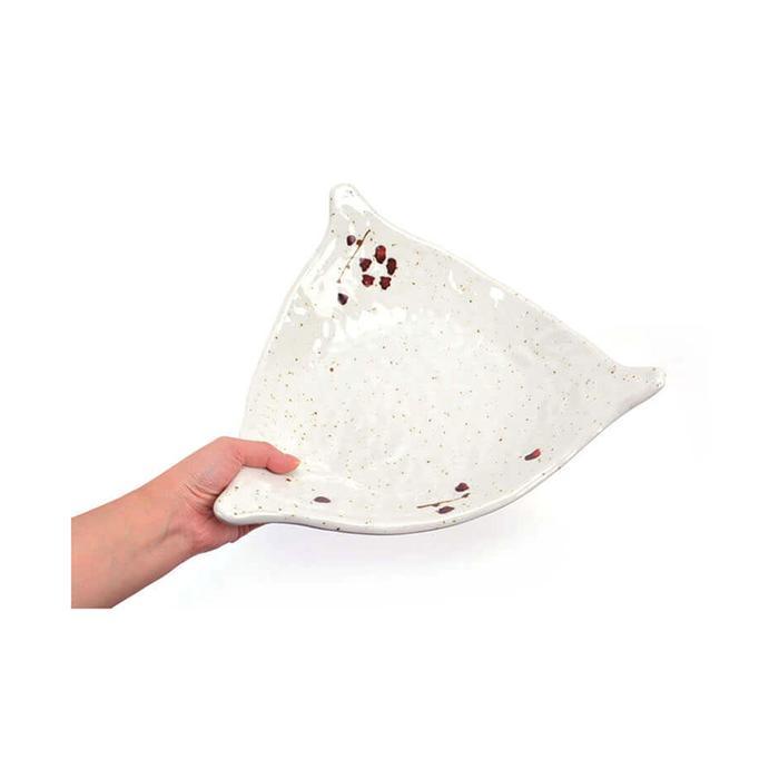 가정 업소용 살무문양 멜라민 삼각 반찬접시 32x31.5cm