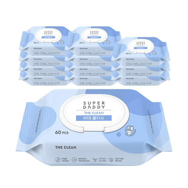 슈퍼대디 슈퍼대디 임박특가  더클린 비데물티슈 캡형 60매 6+6팩 (소비기한 26년 4월)