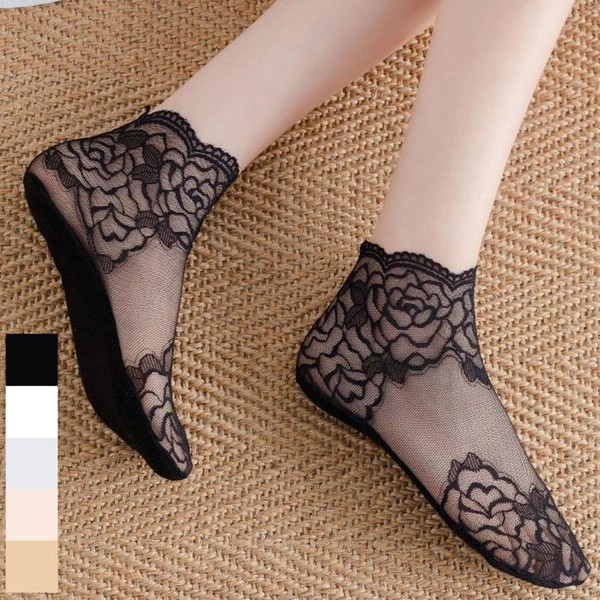 QNT83XYB_58소재 장미 포인트 데일리 양말