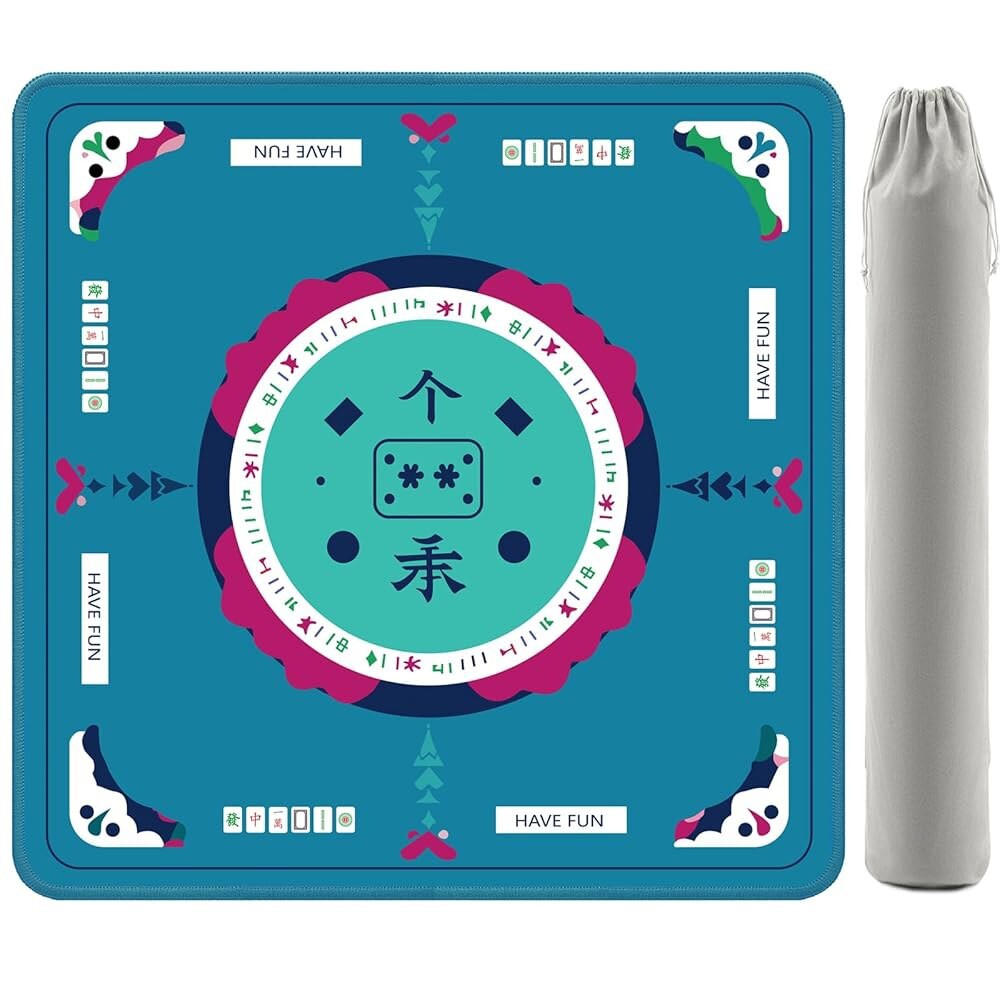 [오늘출발] 규칙이 있는 2F22E 마작 매트 네오프렌 미끄럼 방지 소음 감소 마작 포커 카드 및 보드 게임 플레이어를