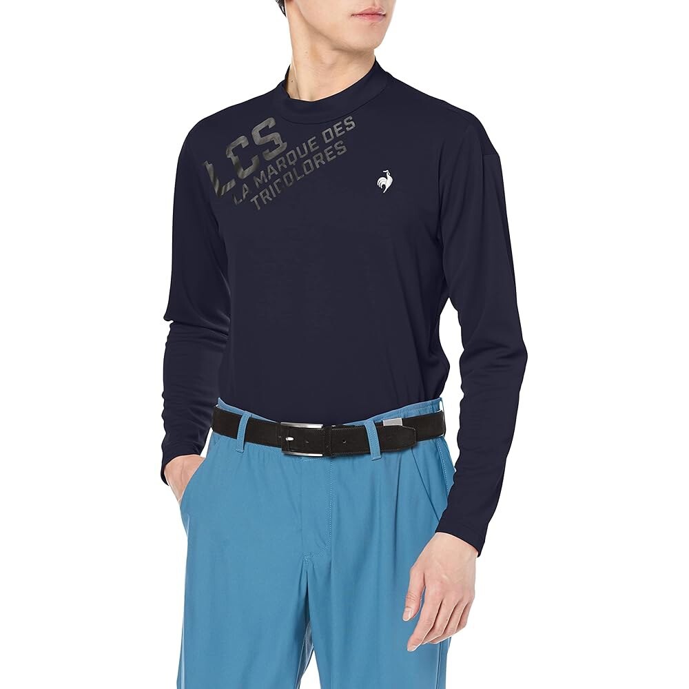 Coq Sportif QGMTJB02 남성 골프 긴팔 셔츠 모의 넥 땀 흡수력 빠른 건조 UPF15 ECO 골퍼 주소 커팅 NV00(