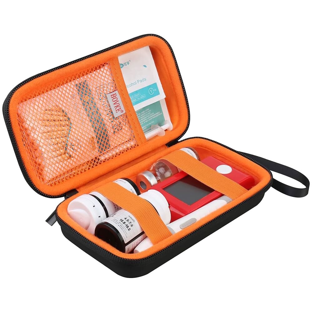 [오늘출발] BOVKE 용품 여행용 케이스 검사 키트용 보관용 가방 혈당 측정기 테스트 스트립 약물 랜싯 바늘 주사기 및