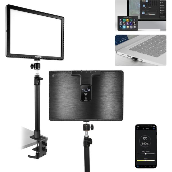 니우어 155인치 LED 스트리밍 키 라이트 데스크 패널 클램프형 비디오 조명 게이밍 녹화 줌 통화용 CRI97+