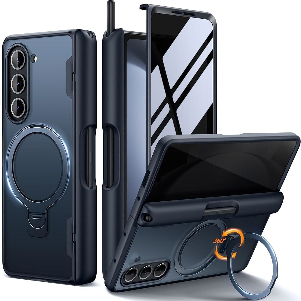 슬롯이 폴드 케이스용 MOBOSI Magsafe와 내장 360 스핀 스탠드 화면 보호 힌지 갤럭시 폴드5용 전신 슬림