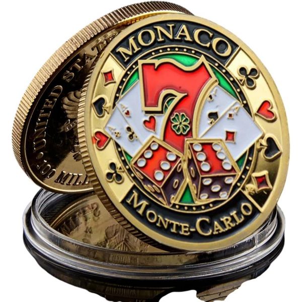 신제품 2026 모나코 카를로 카지노 한정판 골드 플레이트 동전 포커 카드 가드 컬렉션 보석 패션 액세서리