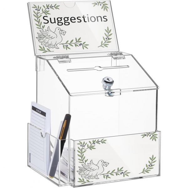 주이시카 제안함 아크릴 투명 기부함 2개 슬롯 잠금장치 포함 크기 79 x 67 87인치 추첨용 병 표지판판 투