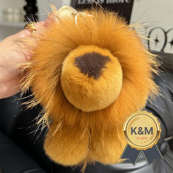 진짜 렉스 토끼털 사자 열쇠고리 봉제인형 장신구 여성 가방 참 펜던트 심바 자동차 키링 백미러 장식