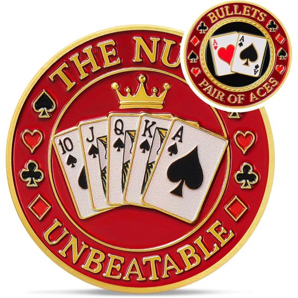 강력한 탄환 포커 카드 보호기 동전 카지노 행운의 부적 가드 칩 승리의 여정 금속 토큰 무게 포커용 라스