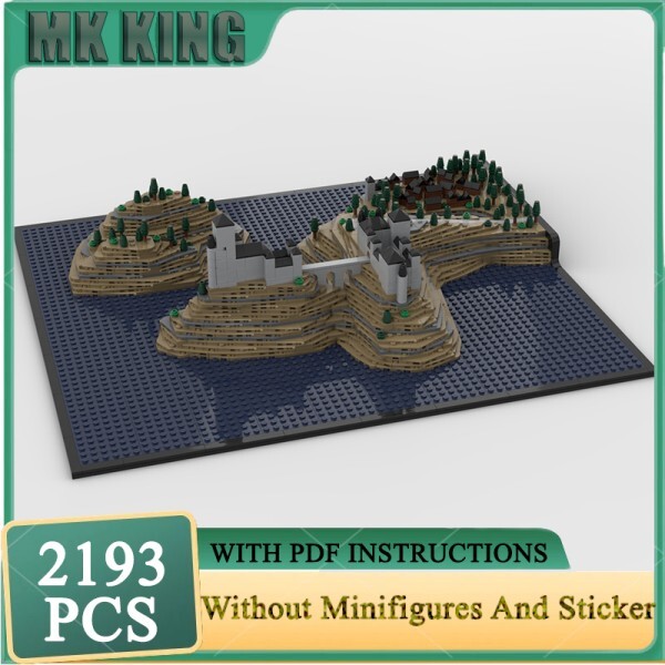 Moc 빌딩 벽돌 절벽에 성 마이크로 스케일 모델 기술 모듈 형 중세 블록 장난감 DIY 세트 조립 선물