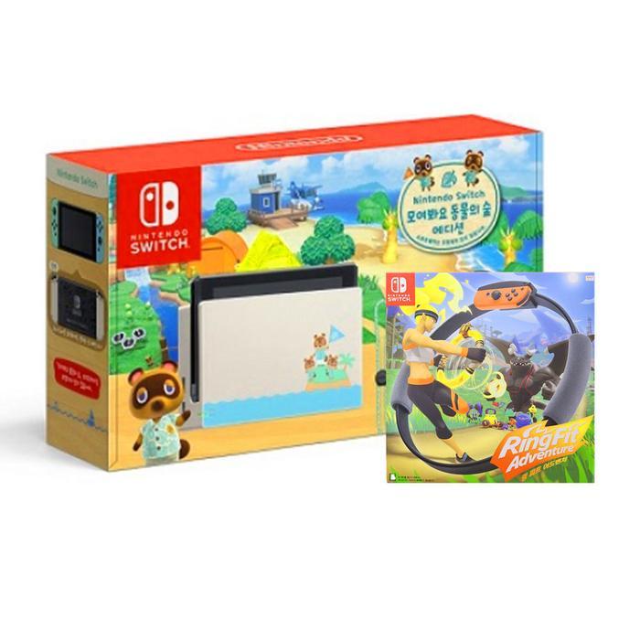 닌텐도 스위치 모여봐요 동물의 숲 에디션 본체 + 링 피트 어드벤처 국내정품 Ss