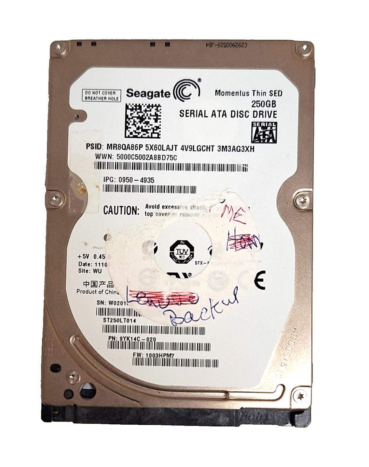 시게이트 ST250LT014 250GB 7200RPM SATA 2.5 인치 하드 드라이브