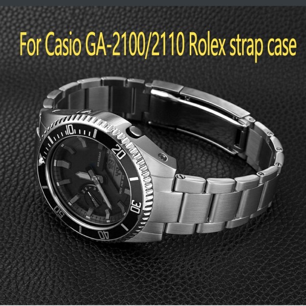 카시오 GA2100 개조 롤렉스 블랙 그린 워터 고스트 서브마리너 워리어 스테인레스 스틸 스트랩 시계 케이스