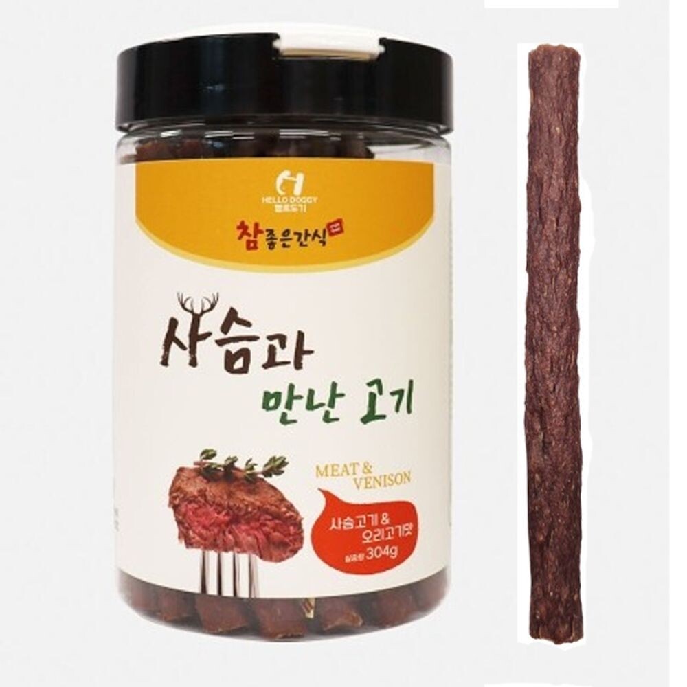 강아지 사슴 오리고기 육포 스틱 304g 1P 말랑 져키/간식/애견/반려동물/반려견/애완견/건강한/대형견/훈련
