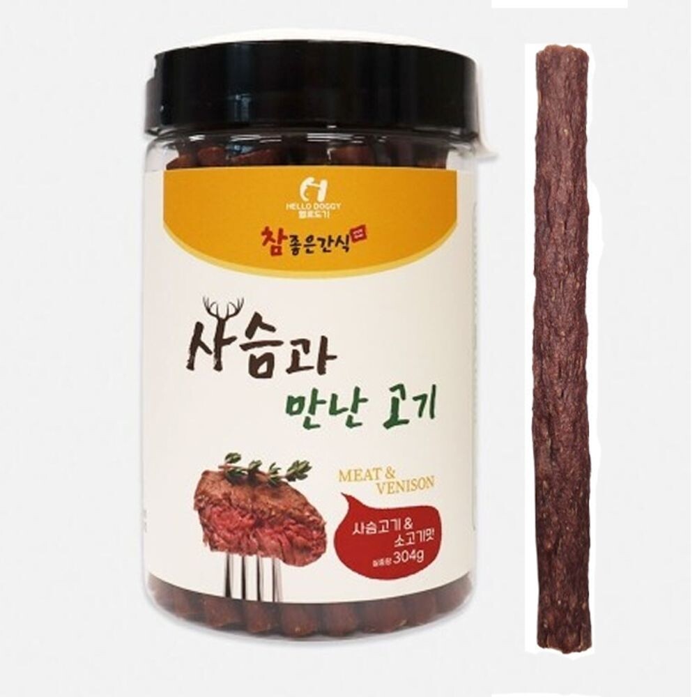 강아지 사슴 소고기 육포 스틱 304g 1P 말랑 져키/간식/애견/반려동물/반려견/애완견/건강한/대형견/훈련용