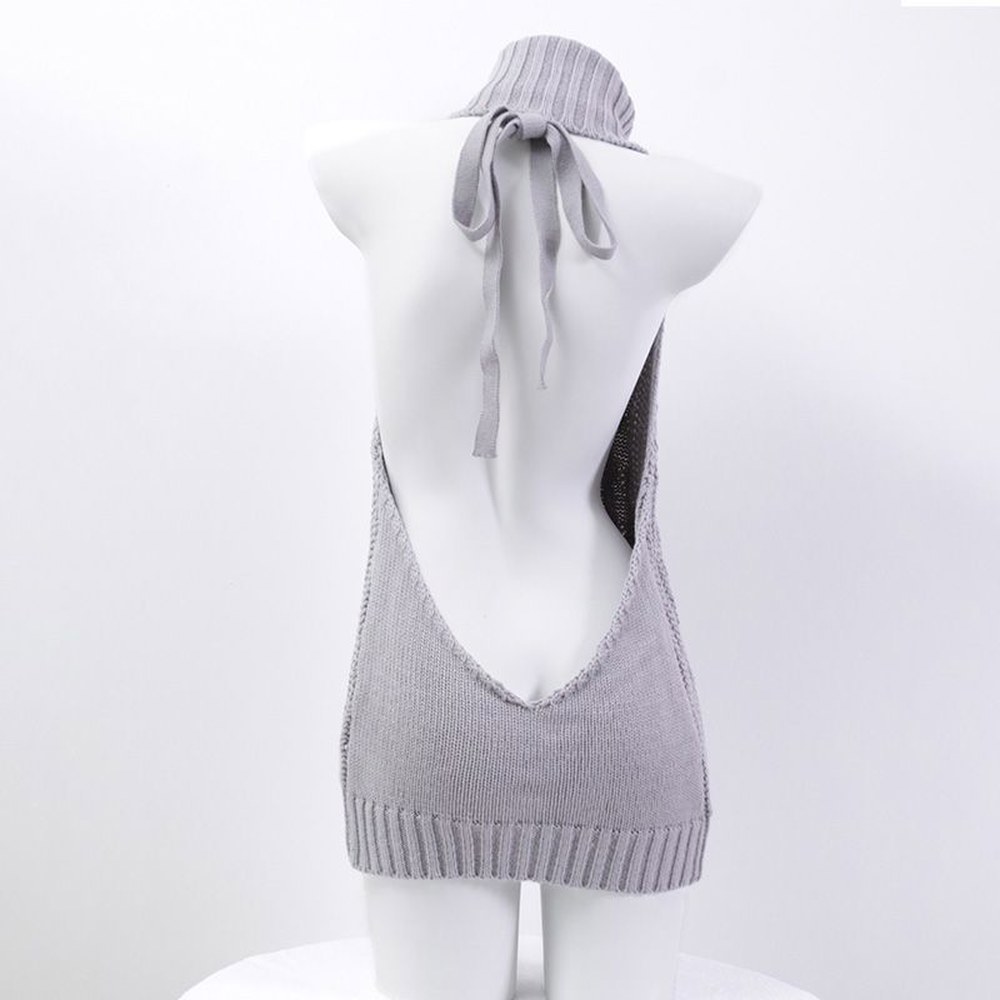 [오늘출발] 니트 스웨터 여성용 스트랩 크롭 섹시한 트임 원 도파인 가을