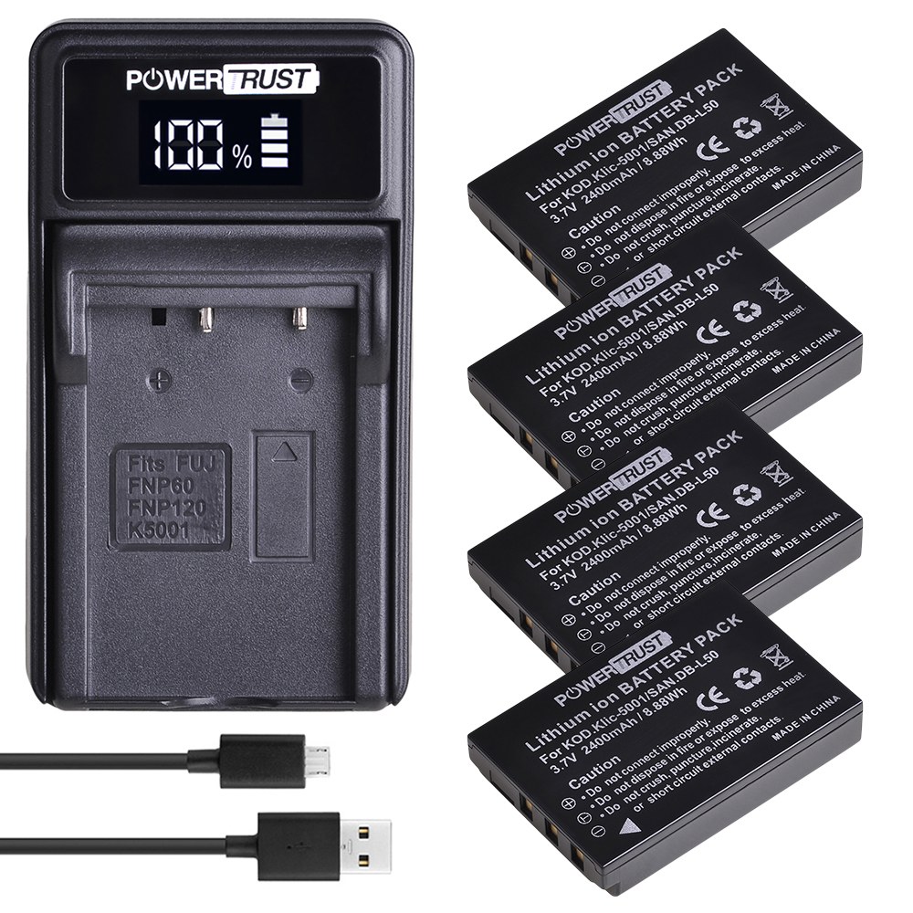 [해외] [호환] 카메라 배터리 KLIC5001 DBL50 + LED 충전기 Sanyo 호환 Kodak P850 Z760 DX7590 DX7630 줌 DMXFH1 FH11 HD