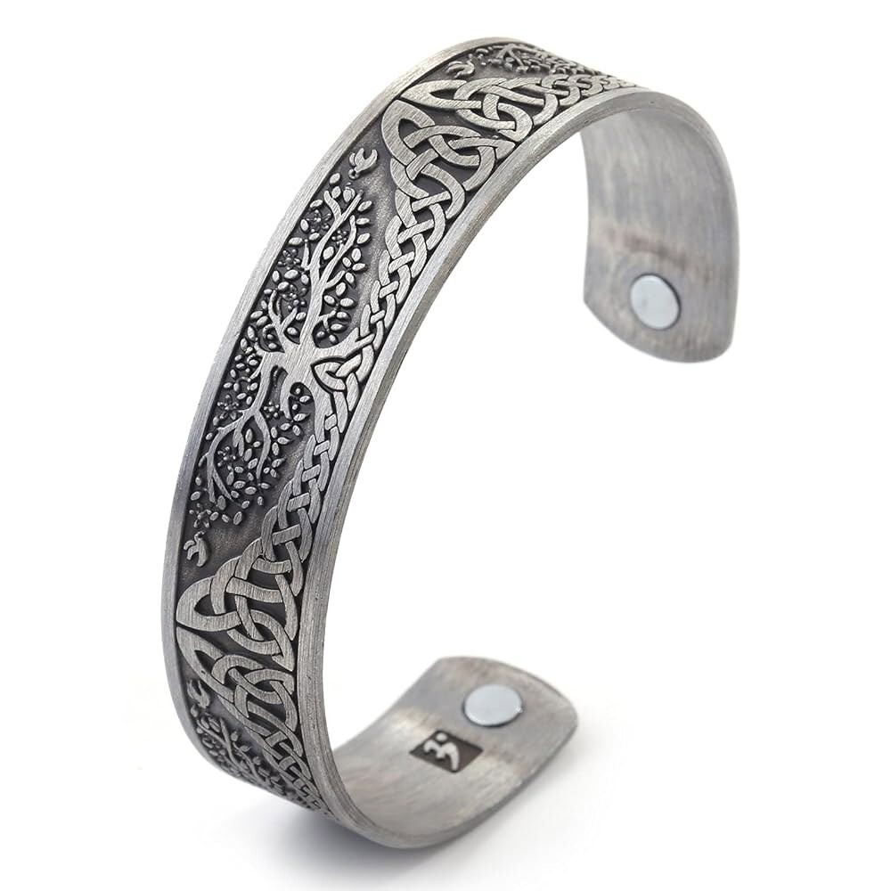 [오늘출발] 이그드라실 세계 생명나무 팔찌 관리 스테인리스 스틸 커프 뱅글 팔찌 남성용 (앤티크 실버)