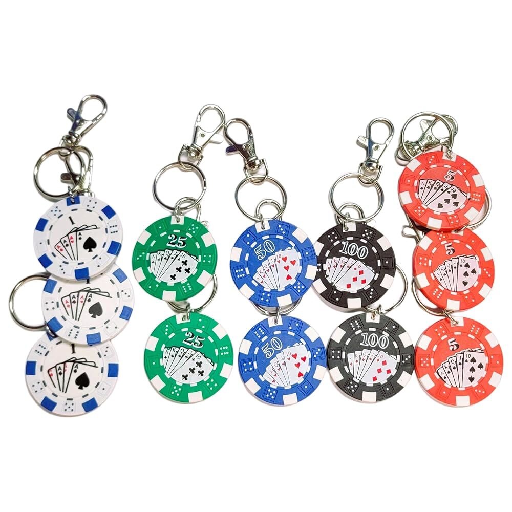[오늘출발] 주가랜드 포커 칩 고리12팩15인치 5가지 디자인 양면 블랙 화이트 레드 그린 화이트 백팩 지갑 카지노