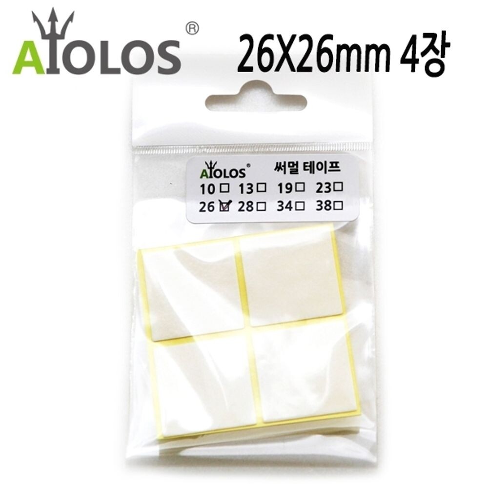 AiOLOS 써멀 테이프 26x26mm 4장/방열/고온/반도체/PC/패드/쿨러/그래픽/CPU/쿨링/파이/노트북/고성능/메모