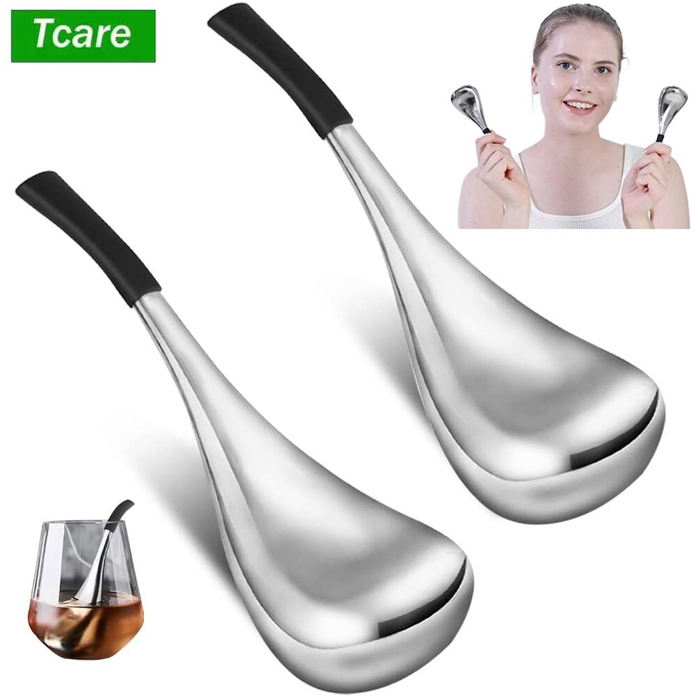 [오늘출발] Tcare 얼굴 마사지 위스키 및 와인 콜드 깨지지 쌍 스틸 냉각 롤러용 가정용 글로브 않는 지팡이 1 스테인