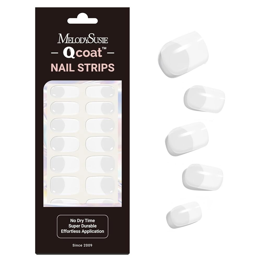 [오늘출발] 멜로디수지 코트 풀큐어 젤 네일 스트립 화이트 프렌치 팁 자외선 프리 매니큐어 살롱 품질 오래 지속되는