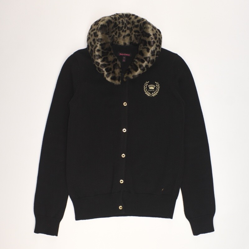 [오늘출발] [중고] [중고]빈티지베이비 쥬시꾸뛰르 블랙 면 퍼장식 니트티셔츠 가디건 12 여성 WN3346