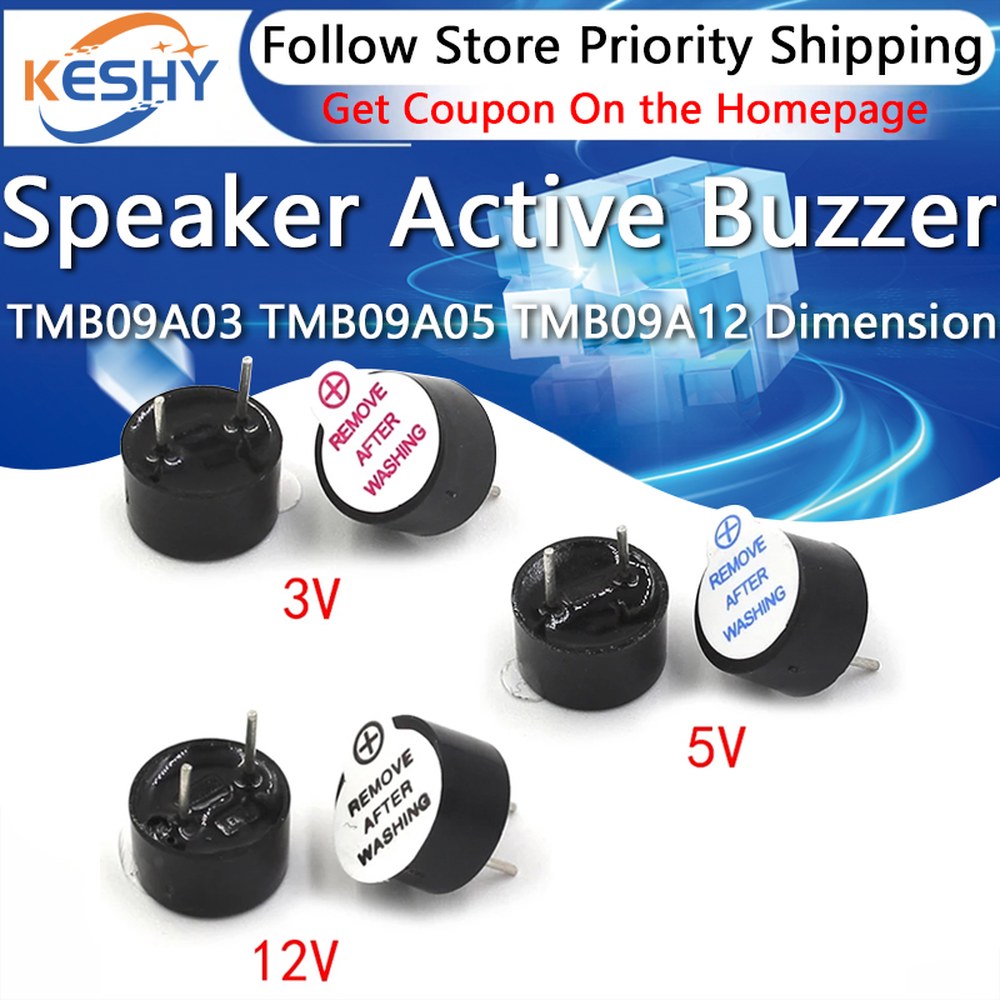 [오늘출발] 10pcs 9055 3V 5V 12V 활성 경보 부저 85dB TMB09A03 TMB09A05 TMB09A12 치수 9x5 5MM 통합 전자