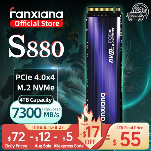 [오늘출발] Fanxiang S880 M.2 SSD 7300 메가바이트/초 1TB/2TB/4TB NVMe 드라이브 PCIe 4.0x4 하드 디스크 PS5 노트북