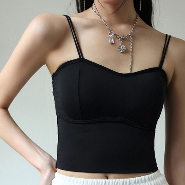 미니멀 팔레트 심플디테일 프리미엄 레이디스 듀얼 코드 세미크롭 탱크탑 (WFJTCL5)