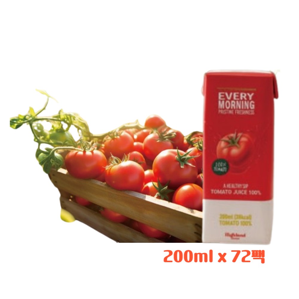 하이랜드 프레쉬 100% 토마토 주스 72팩 200ml (무설탕 착즙 쥬스) 하이랜드 프레쉬